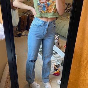 High Waisted Straight Leg Jeans